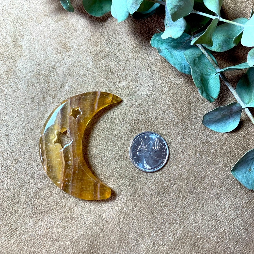 YELLOW FLUORITE stars in moon